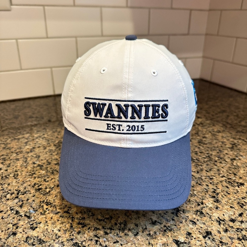 Swannies Golf Hat Baseball Cap Men's Adjustable White Navy Moores Lake Club